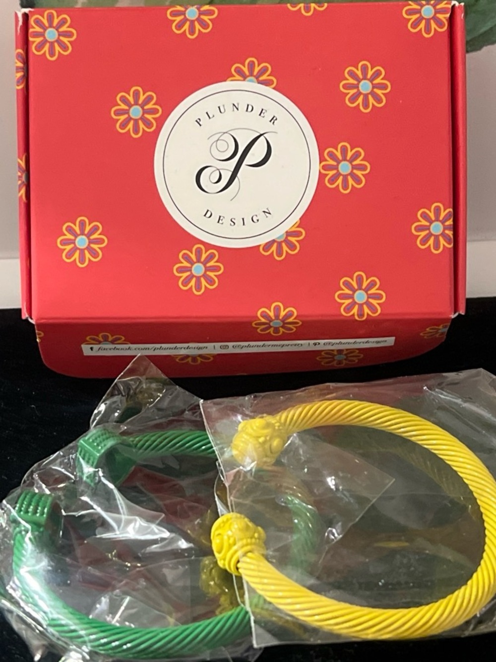 Plunder Yellow and Green Twisted Cable Bracelets